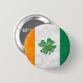 Badge Rond 5 Cm Bouton irlandais de shamrock de drapeau (Devant & derrière)