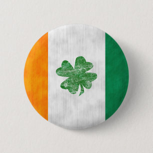 Badge Rond 5 Cm Bouton irlandais de shamrock de drapeau