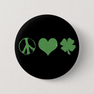 Badge Rond 5 Cm Bouton irlandais Peace Love