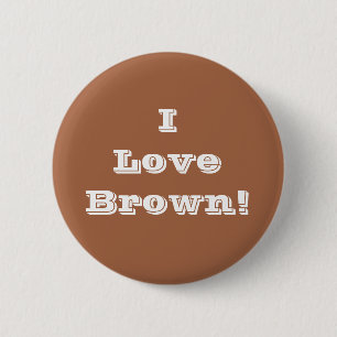 Badge Rond 5 Cm Bouton J'aime Brown