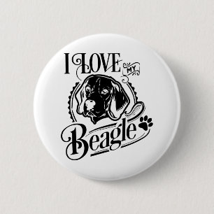Badge Rond 5 Cm Bouton J'aime mon Beagle