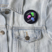 Badge Rond 5 Cm Bouton Jammin' Jellyfish (En situation)