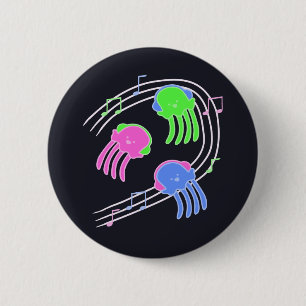 Badge Rond 5 Cm Bouton Jammin' Jellyfish