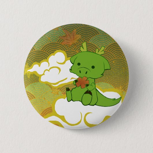 Badge Rond 5 Cm Bouton japonais de dragon (Devant)