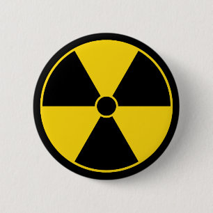 Badge Rond 5 Cm Bouton jaune de symbole de rayonnement