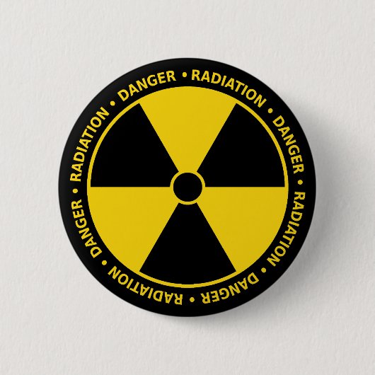 Badge Rond 5 Cm Bouton jaune de symbole de rayonnement (Devant)