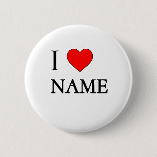 Badge Rond 5 Cm Bouton Je ❤️ Nom (personnalisable)