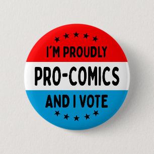 Badge Rond 5 Cm Bouton "Je suis pro-bandes dessinées et je vote"