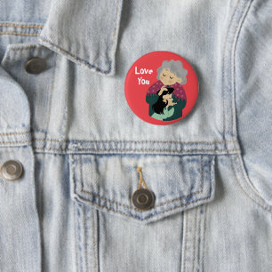 Badge Rond 5 Cm Bouton Je t'aime