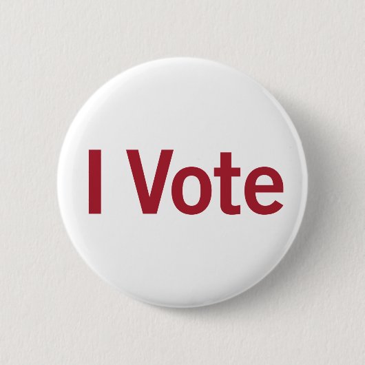 Badge Rond 5 Cm Bouton Je vote - Rouge sur blanc (Devant)