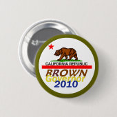 Badge Rond 5 Cm Bouton Jerry BROWN 2010 (Devant & derrière)