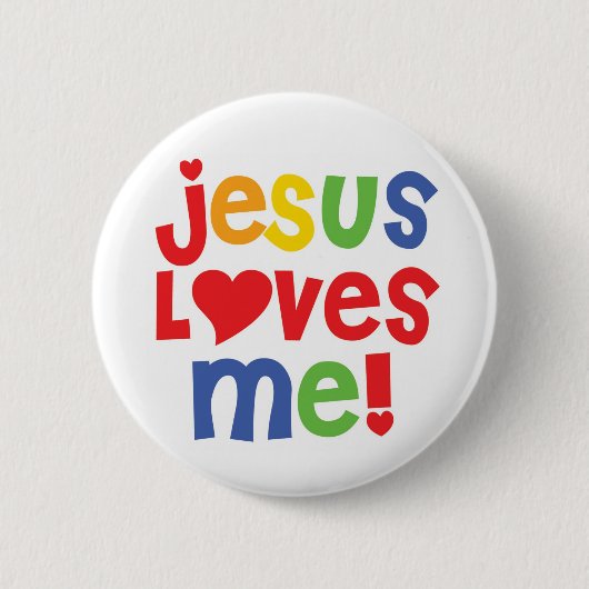 Badge Rond 5 Cm Bouton Jésus aime moi (personnalisable) (Devant)
