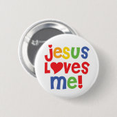 Badge Rond 5 Cm Bouton Jésus aime moi (personnalisable) (Devant & derrière)