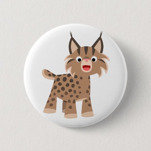 Badge Rond 5 Cm Bouton joli Lynx du joyeux dessin animé (Devant)