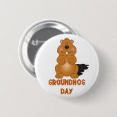BADGE ROND 5 CM BOUTON JOUR DU GROUNDHOG (Devant & derrière)