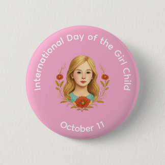 Badge Rond 5 Cm Bouton - Journée internationale de la fille