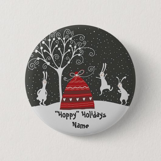 Badge Rond 5 Cm Bouton Jours fériés de Bunny d'hiver (Devant)