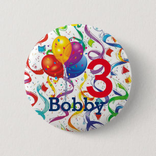 Badge Rond 5 Cm Bouton Joyeux anniversaire pour ajouter l'âge de