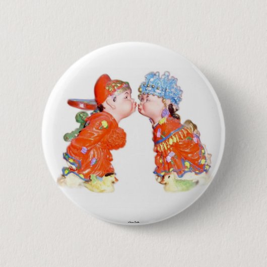 Badge Rond 5 Cm Bouton Joyeux Couple Marié (Devant)