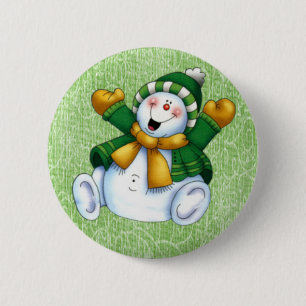 Badge Rond 5 Cm Bouton joyeux de bonhomme de neige