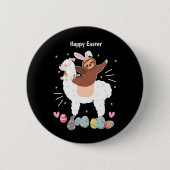 Badge Rond 5 Cm Bouton Joyeux fentes de Pâques et lama (Devant)