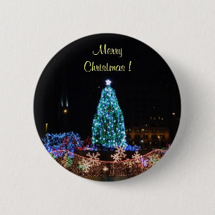 Badge Rond 5 Cm Bouton Joyeux feu de Noël