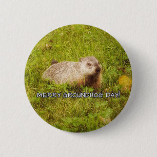 Badge Rond 5 Cm Bouton Joyeux Jour de marmotte