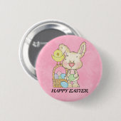 Badge Rond 5 Cm Bouton Joyeux lapin de Pâques (Devant & derrière)