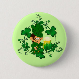 Badge Rond 5 Cm Bouton Joyeux Leprechaun
