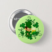 Badge Rond 5 Cm Bouton Joyeux Leprechaun (Devant & derrière)