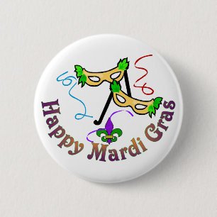 Badge Rond 5 Cm Bouton Joyeux Mardi Gras