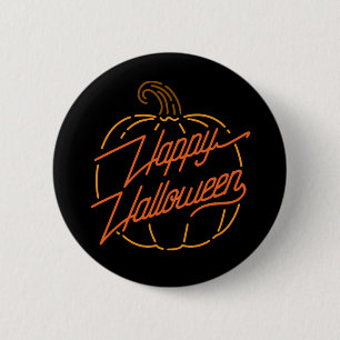 Badge Rond 5 Cm Bouton Joyeux Néon Halloween