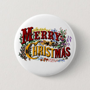 Badge Rond 5 Cm Bouton Joyeux Noël