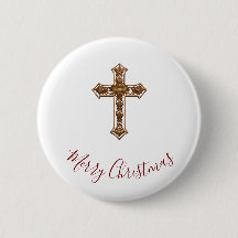 Bouton Joyeux Noël - Croix
