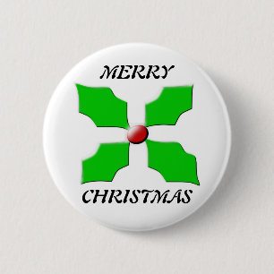 Badge Rond 5 Cm Bouton Joyeux Noël Holly