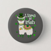 Badge Rond 5 Cm Bouton Joyeux St. Patrick's Day LIama (Devant)