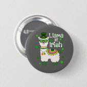 Badge Rond 5 Cm Bouton Joyeux St. Patrick's Day LIama (Devant & derrière)