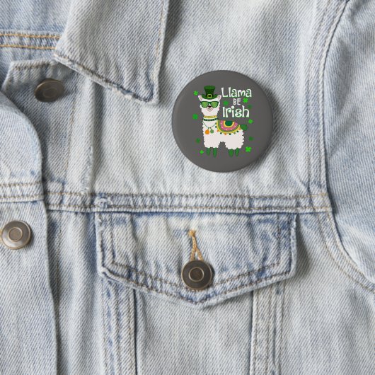 Badge Rond 5 Cm Bouton Joyeux St. Patrick's Day LIama (En situation)