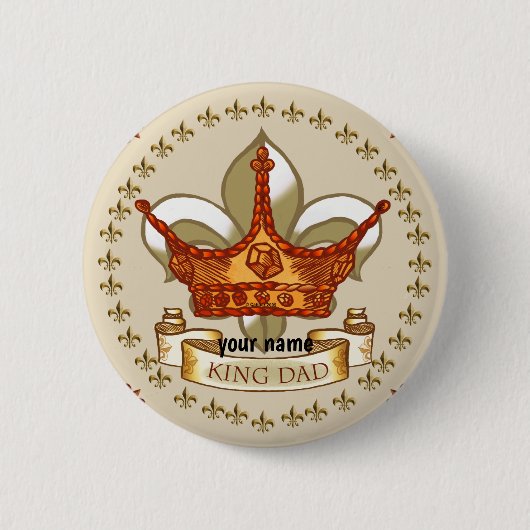 Badge Rond 5 Cm Bouton King Papa Royal Crown (Devant)