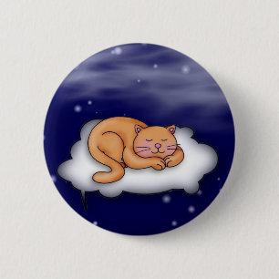 Badge Rond 5 Cm Bouton Kitty couché