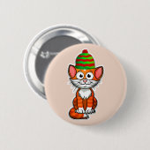 Badge Rond 5 Cm bouton kitty de noël (Devant & derrière)