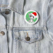 Badge Rond 5 Cm Bouton Kitty de Noël gris (En situation)