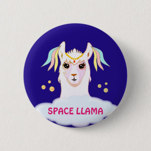 Badge Rond 5 Cm Bouton Lama de l'Espace