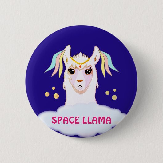 Badge Rond 5 Cm Bouton Lama de l'Espace (Devant)
