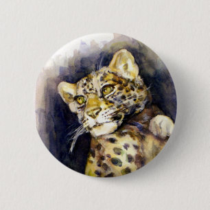 Badge Rond 5 Cm Bouton léopard des neiges