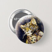 Badge Rond 5 Cm Bouton léopard des neiges (Devant & derrière)