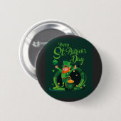 Badge Rond 5 Cm Bouton Leprechaun de la Saint Patrick (Devant & derrière)
