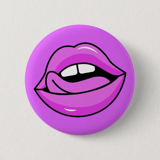 Badge Rond 5 Cm Bouton Lèvres roses (Devant)