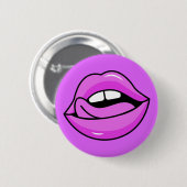 Badge Rond 5 Cm Bouton Lèvres roses (Devant & derrière)