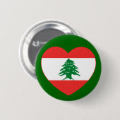 Badge Rond 5 Cm Bouton libanais de coeur (Devant & derrière)